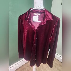 Jude Connally Rich Burgundy Velvet Top